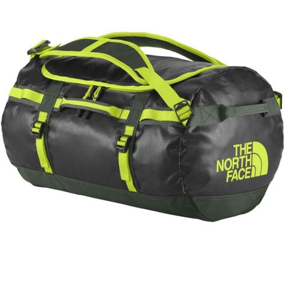 North Face Base Camp Duffel Bag Backpack 95L Black And Neon Green - Picture 1 of 4